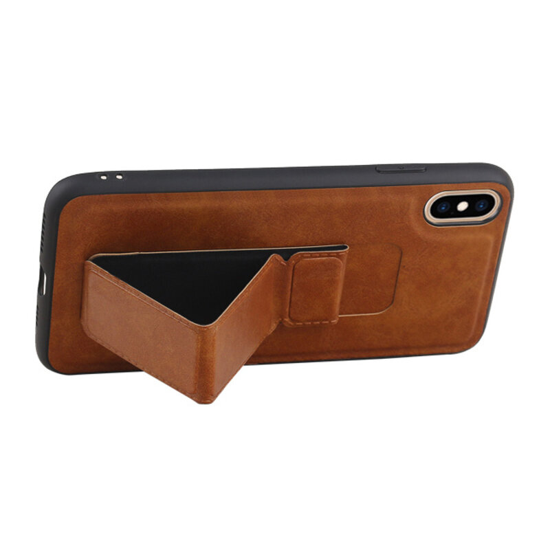 Grip Stand Hardcase Backcover para iPhone XS Max Brown