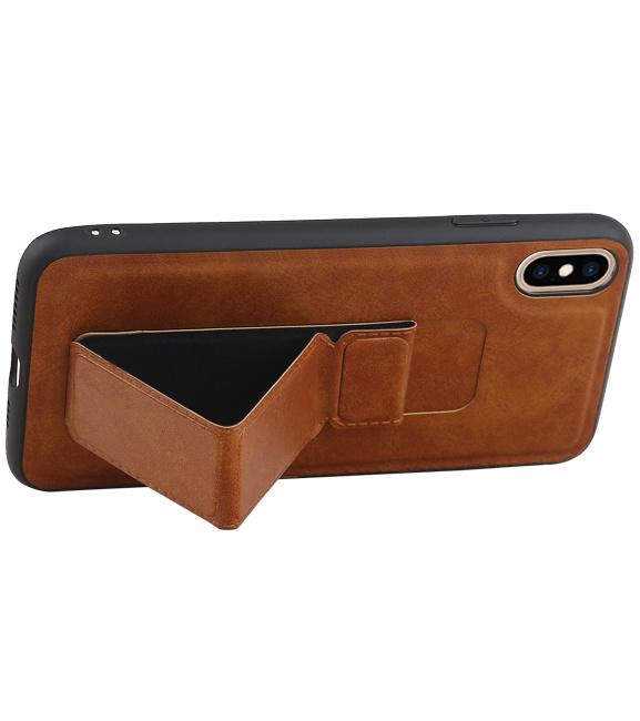 Grip Stand Hardcase Backcover for iPhone XS Max Brown