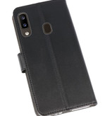 Wallet Cases Hülle für Samsung Galaxy A20 Schwarz