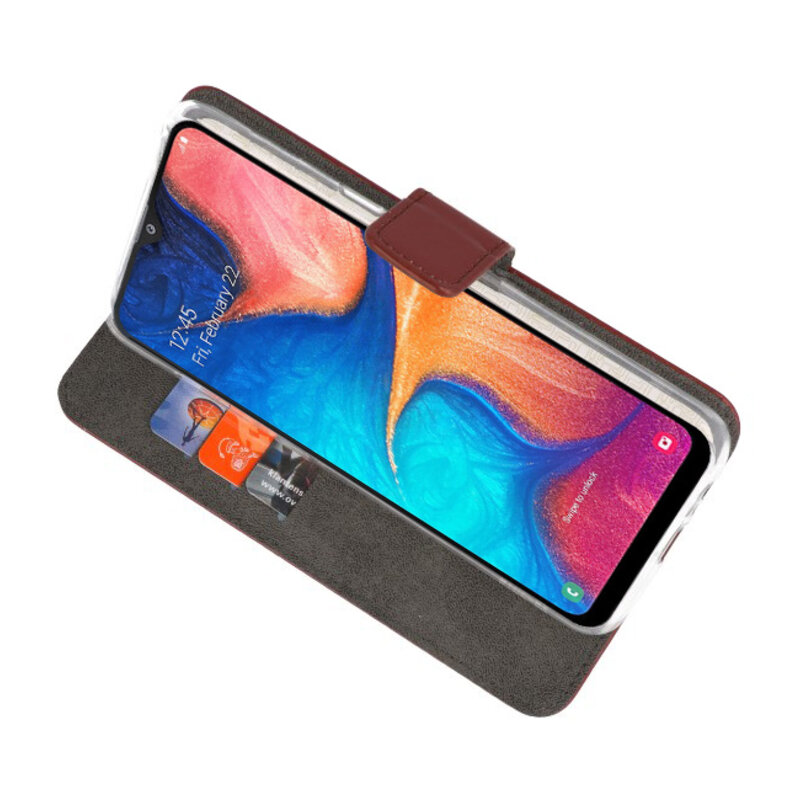 Funda Wallet Funda para Samsung Galaxy A20 Marrón