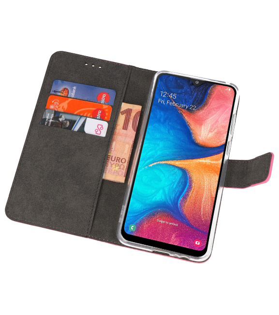 Wallet Cases Hülle für Samsung Galaxy A20 Pink