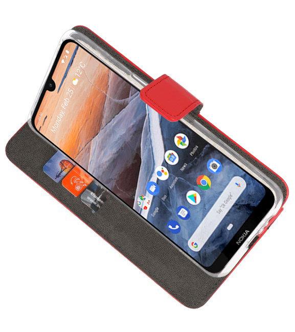 Funda Cartera Funda Para Nokia 3.2 Rojo