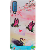Papillon Design Hardcover Backcover pour Samsung Galaxy A7 2018
