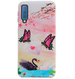 Butterfly Design Hardcase Bagcover til Samsung Galaxy A7 2018