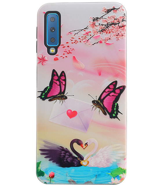 Papillon Design Hardcover Backcover pour Samsung Galaxy A7 2018