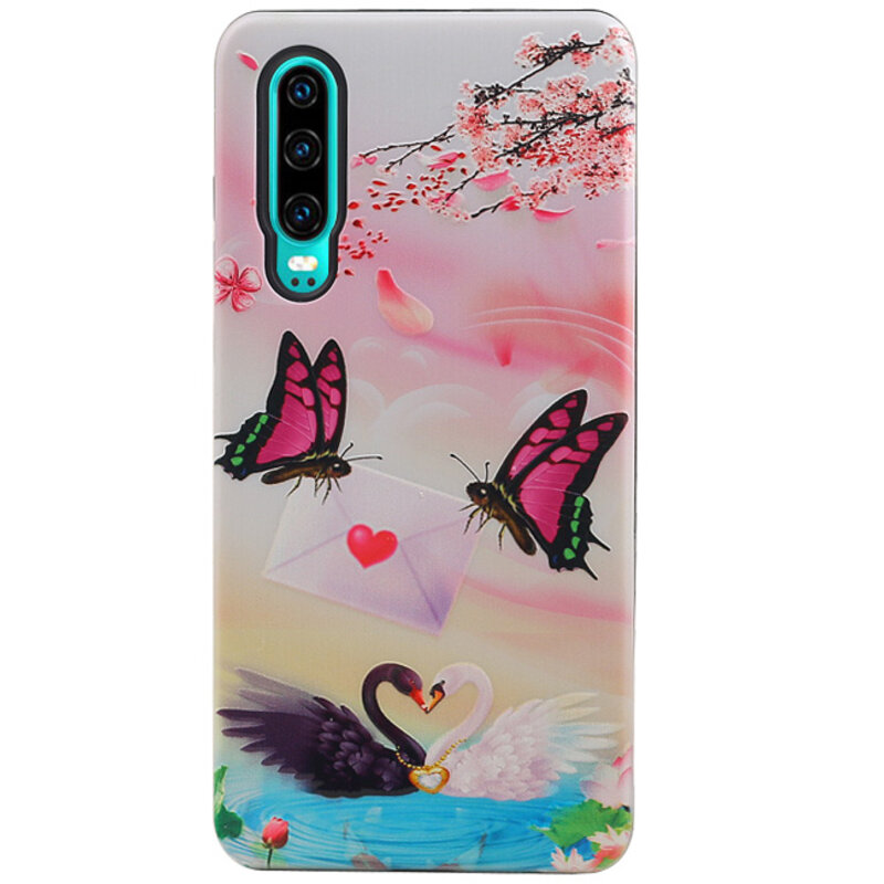 Butterfly Design Hardcase Bagcover til Huawei P30
