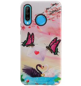 Cubierta trasera rígida con diseño de mariposa para Huawei Nova 4E