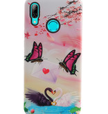 Cubierta trasera rígida con diseño de mariposa para Huawei P Smart 2019