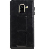 Grip Stand Hardcase Backcover für Samsung Galaxy A8 (2018) Schwarz