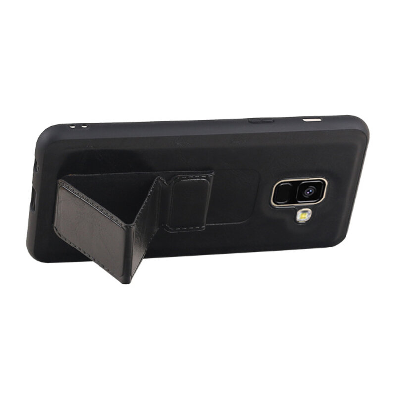 Grip Stand Backcover Hardcase per Samsung Galaxy A8 (2018) Nero