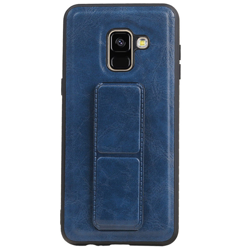 Grip Stand Back Cover rigido per Samsung Galaxy A8 (2018) Blu