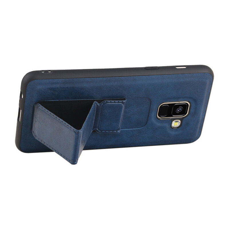 Grip Stand Back Cover rigido per Samsung Galaxy A8 (2018) Blu