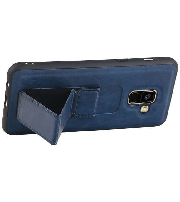 Grip Stand Back Cover rigido per Samsung Galaxy A8 (2018) Blu