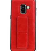 Grip Stand Hardcase Backcover voor Samsung Galaxy A8 (2018) Rood