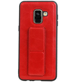 Grip Stand Hardcase Backcover voor Samsung Galaxy A8 (2018) Rood