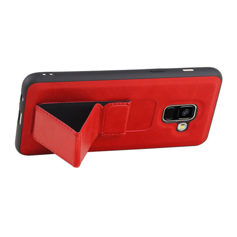 Grip Stand Hardcase Backcover für Samsung Galaxy A8 (2018) Rot