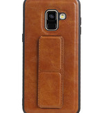 Grip Stand Hardcase Backcover for Samsung Galaxy A8 (2018) Brown