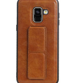 Grip Stand Hardcase Backcover für Samsung Galaxy A8 (2018) Braun