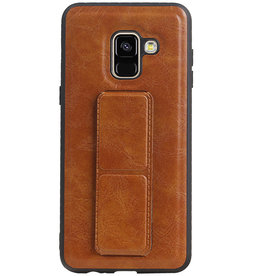 Funda rígida con soporte de agarre para Samsung Galaxy A8 (2018) Marrón