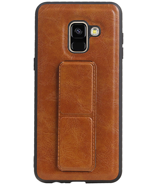 Funda rígida con soporte de agarre para Samsung Galaxy A8 (2018) Marrón