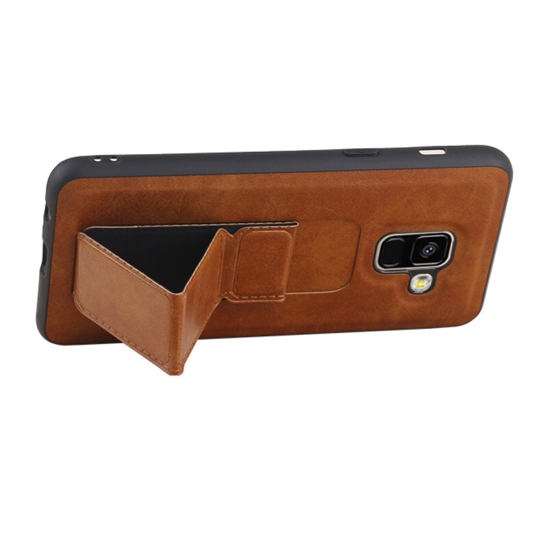 Grip Stand Back Cover rigido per Samsung Galaxy A8 (2018) Marrone