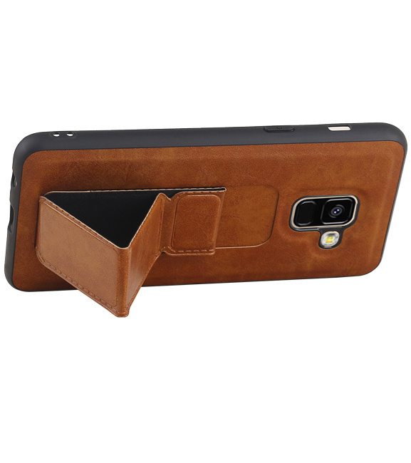 Grip Stand Hardcase Backcover for Samsung Galaxy A8 (2018) Brown