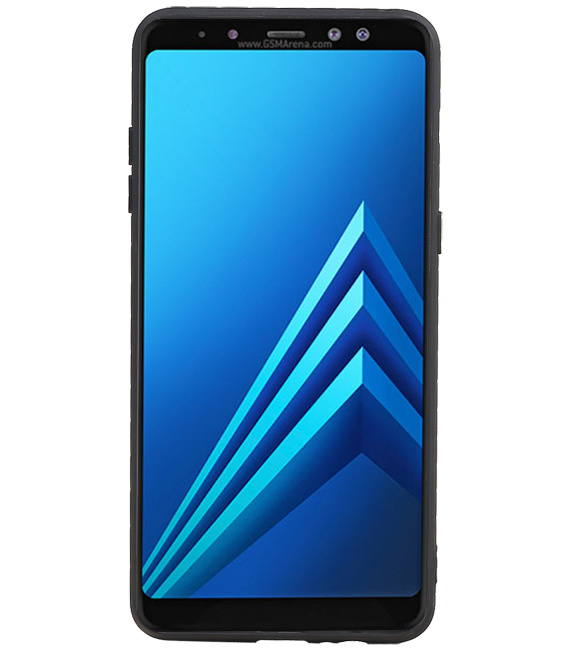 Grip Stand Hardcase Backcover für Samsung Galaxy A8 Plus Schwarz