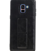 Grip Stand Hardcase Backcover für Samsung Galaxy A8 Plus Schwarz