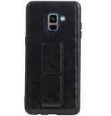 Grip Stand Hardcase Backcover for Samsung Galaxy A8 Plus Black