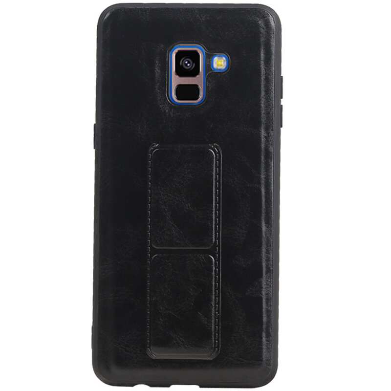 Grip Stand Hardcase Backcover for Samsung Galaxy A8 Plus Black