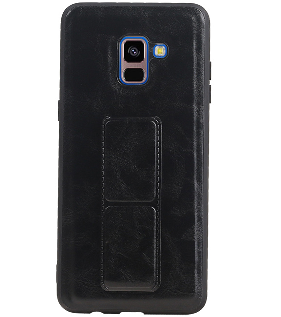 Grip Stand Hardcase Backcover für Samsung Galaxy A8 Plus Schwarz