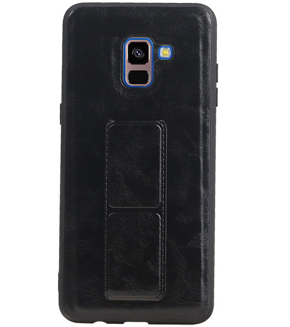 Grip Stand Hardcase Bagcover til Samsung Galaxy A8 Plus Black