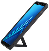 Grip Stand Hardcase Backcover voor Samsung Galaxy A8 Plus Zwart