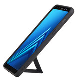 Grip Stand Hardcase Backcover for Samsung Galaxy A8 Plus Black