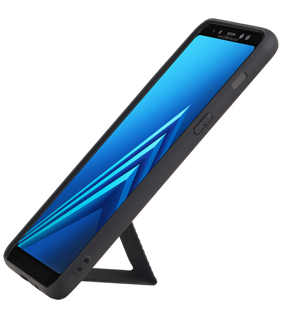 Grip Stand Hardcase Backcover voor Samsung Galaxy A8 Plus Zwart