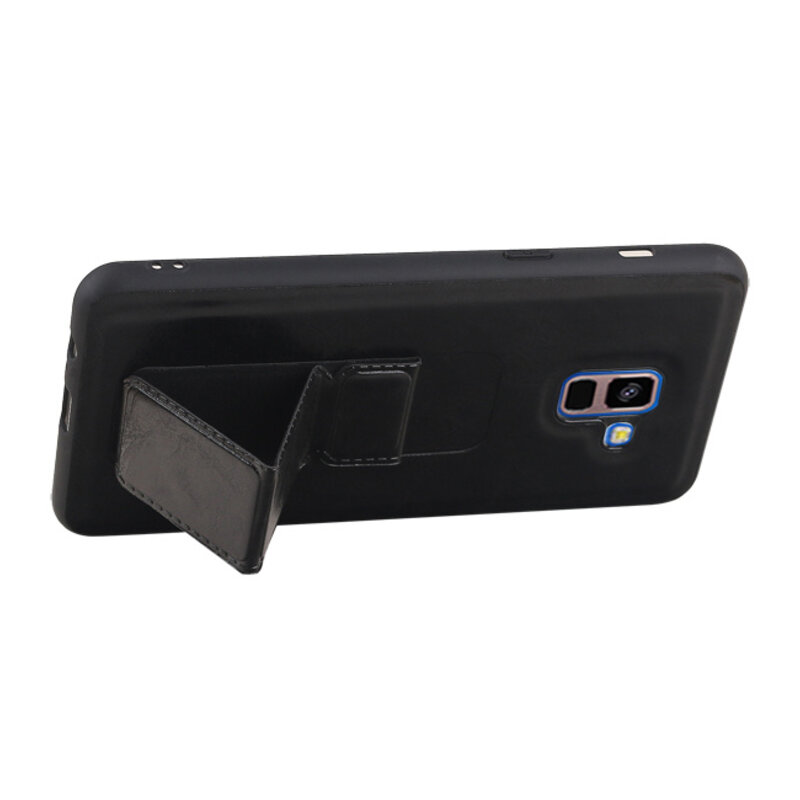 Grip Stand Hardcase Bagcover til Samsung Galaxy A8 Plus Black