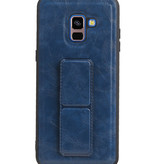 Grip Stand Hardcase Backcover voor Samsung Galaxy A8 Plus Blauw