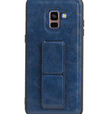 Grip Stand Hardcover Backcover pour Samsung Galaxy A8 Plus Bleu
