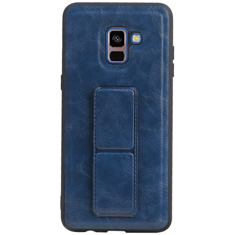 Grip Stand Hardcase Backcover für Samsung Galaxy A8 Plus Blau