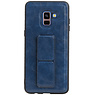 Grip Stand Hardcover Backcover pour Samsung Galaxy A8 Plus Bleu