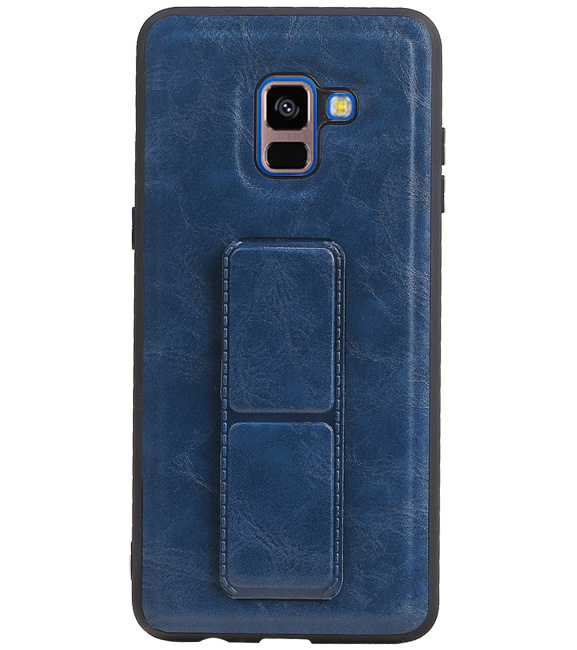 Grip Stand Hardcase Backcover voor Samsung Galaxy A8 Plus Blauw