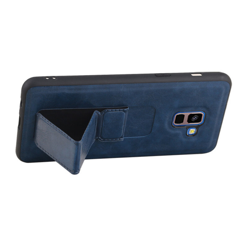 Grip Stand Hardcase Backcover für Samsung Galaxy A8 Plus Blau
