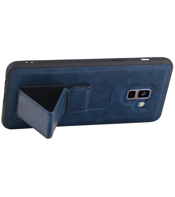 Grip Stand Hardcase Backcover voor Samsung Galaxy A8 Plus Blauw