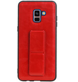 Grip Stand Hardcase Backcover for Samsung Galaxy A8 Plus Red