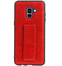 Grip Stand Hardcase Backcover para Samsung Galaxy A8 Plus rojo