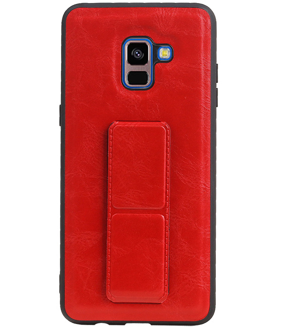 Grip Stand Hardcase Backcover voor Samsung Galaxy A8 Plus Rood