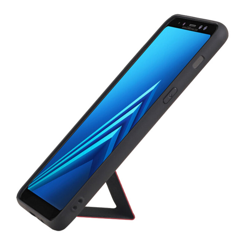Grip Stand Hardcase Backcover for Samsung Galaxy A8 Plus Red