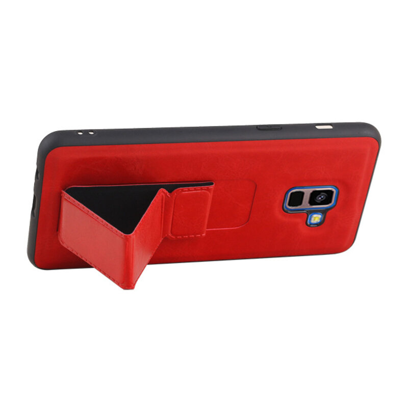 Grip Stand Hardcase Backcover for Samsung Galaxy A8 Plus Red