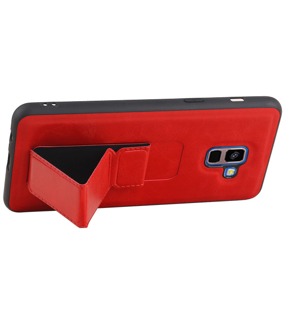 Grip Stand Hardcase Backcover voor Samsung Galaxy A8 Plus Rood