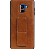 Grip Stand Hardcase Backcover for Samsung Galaxy A8 Plus Brown